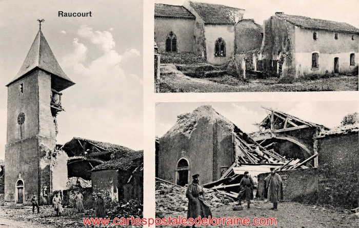carte postale de l'église partiellement détruite - ensemble de photos allemandes