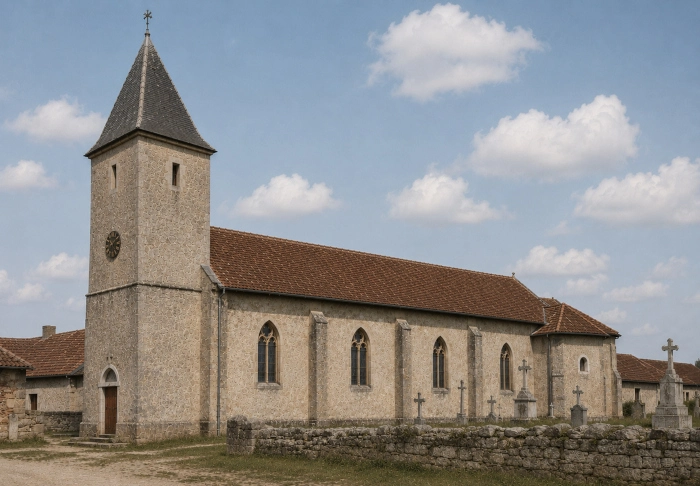 Reconstitution virtuelle de l'ancienne église Saint-Martin (image IA)