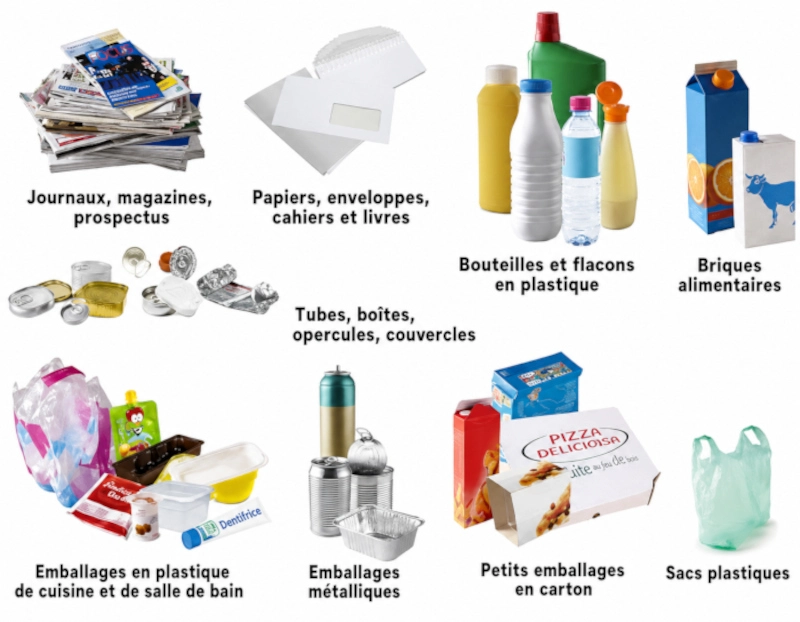 infographie des déchets recyclables en point de tri sélectif